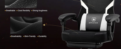 GTPLAYER Gaming Stuhl mit Fußstütze, ergonomischer Bürostuhl mit Netzrückenlehne, Schreibtischstuhl Gaming Sessel aus Stoff
