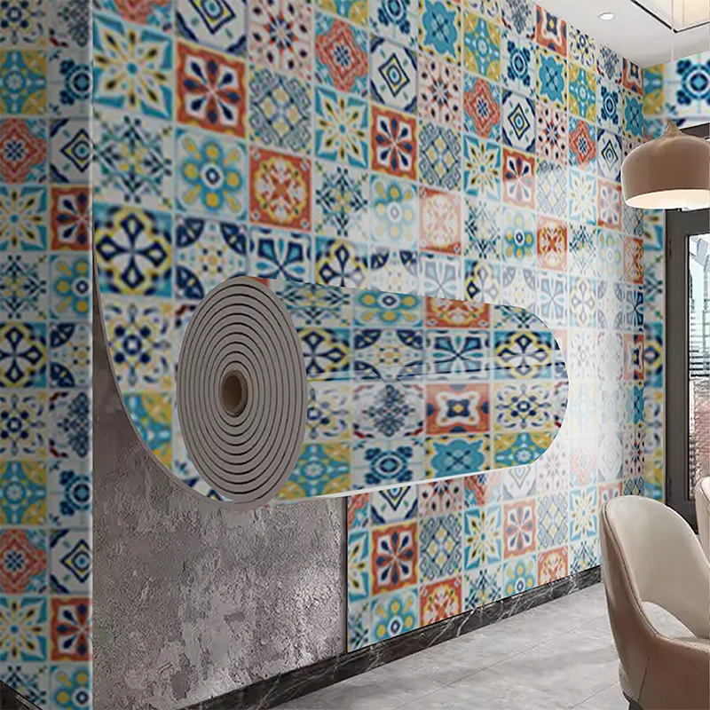 Imitation tile self-adhesive PVC marble waterproof wall sticker for living room kitchen bedroom decoration sticker