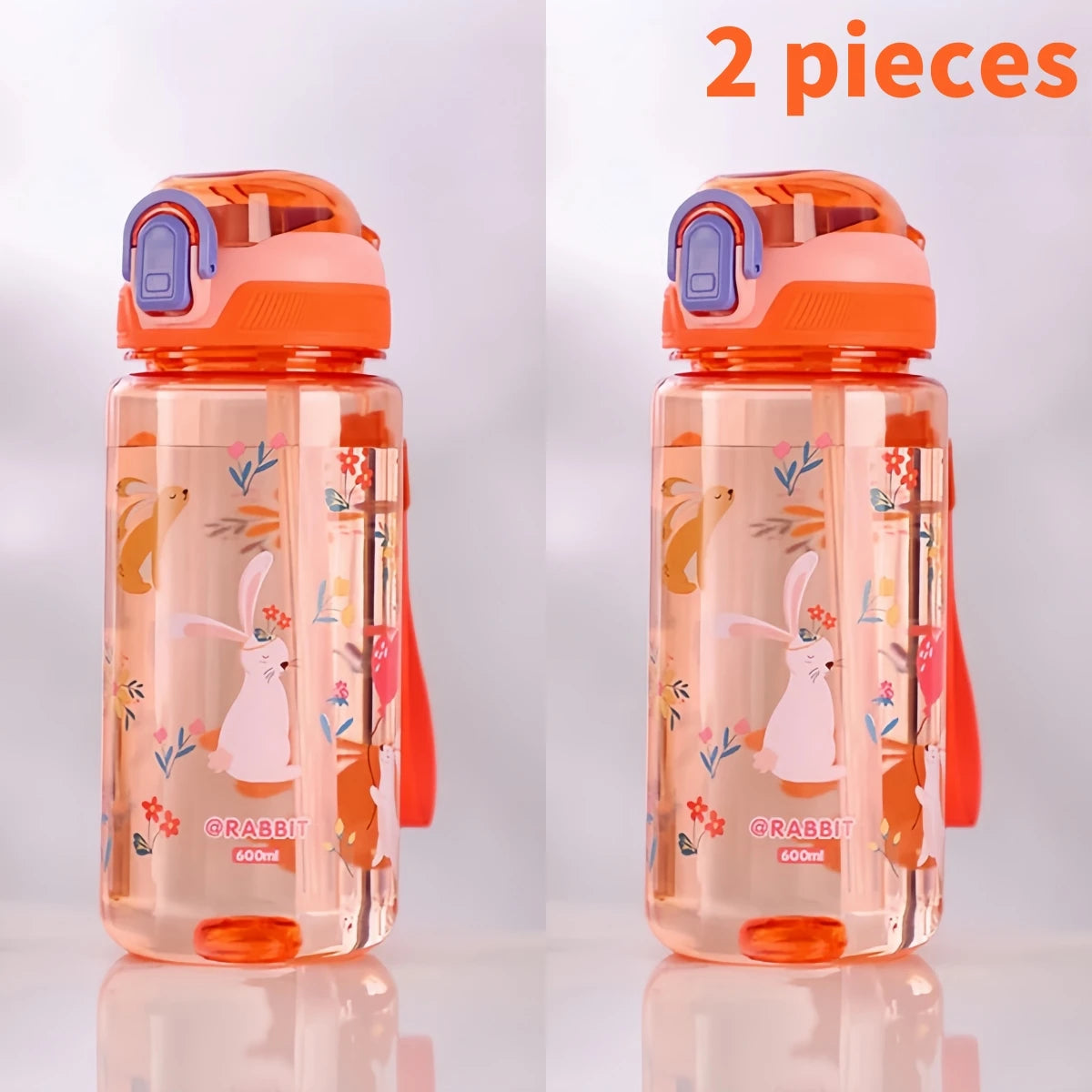 600ml Dinosaur Water Bottle For Kids Water Sippy Cup With Silicone Straw Leakproof Plastic Water Bottles Summer Kids Water Cup.