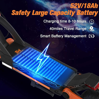 KuKirin G3 Electric Scooter 10.5 Inch 1200W Motor 52V 18Ah Lithium Battery Max Speed 25 KM/H Touchable Display Control Panel.