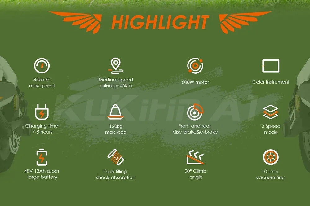 Kukirin A1 Folding Electric Scooter, 800W 48V 13Ah Battery, 10" Vacuum Tire, 45km/h Max Speed 45km Range Front & Rear Disc Brake.