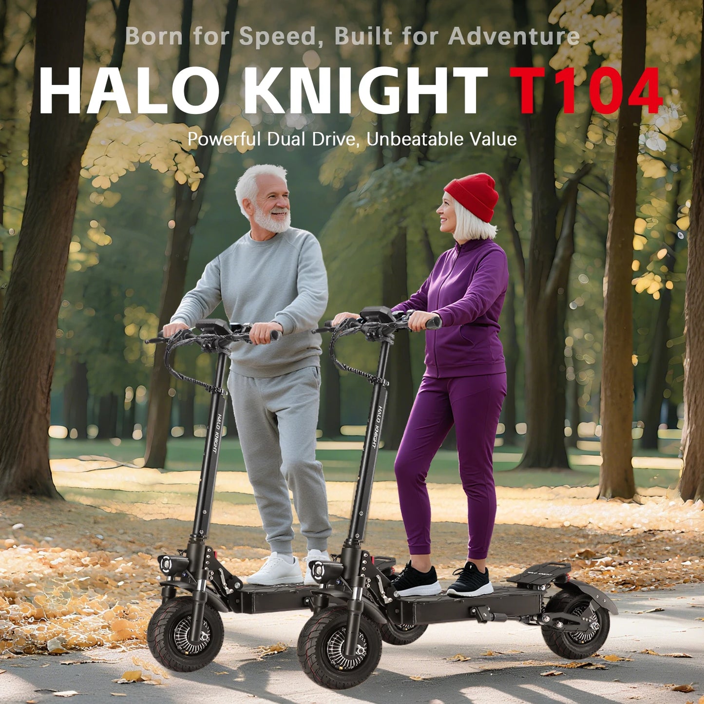 HALO KNIGHT T104 2400W Adult Electric Scooter 65KM/H Powerful Fast Scooter 52V 21Ah Folding Dual Motor E Scooter Cheap Escooter.