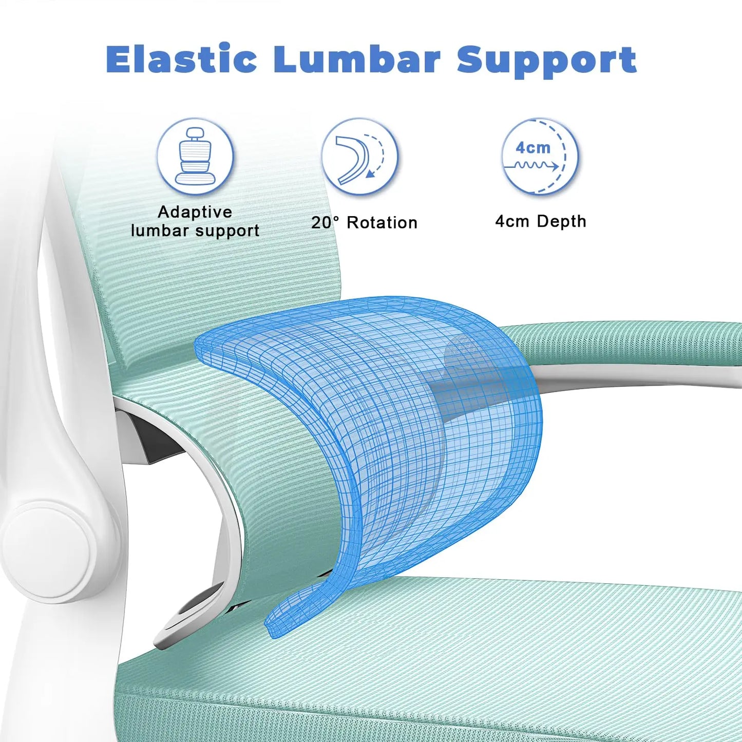 Ergonomic Office Chair, Desk Chair with Folding Armrests, Height-Adjustable, Breathable Backrest, Swivel Chair 360°