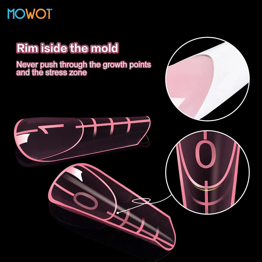 MOWOT 120pcs New French Nail Dual Forms with Rim Inside Quick Building Gel Mold Full Cover Extension Top False Tips Nail Forms.