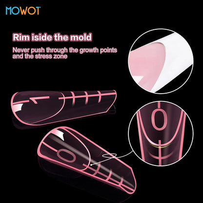 MOWOT 120pcs New French Nail Dual Forms with Rim Inside Quick Building Gel Mold Full Cover Extension Top False Tips Nail Forms.