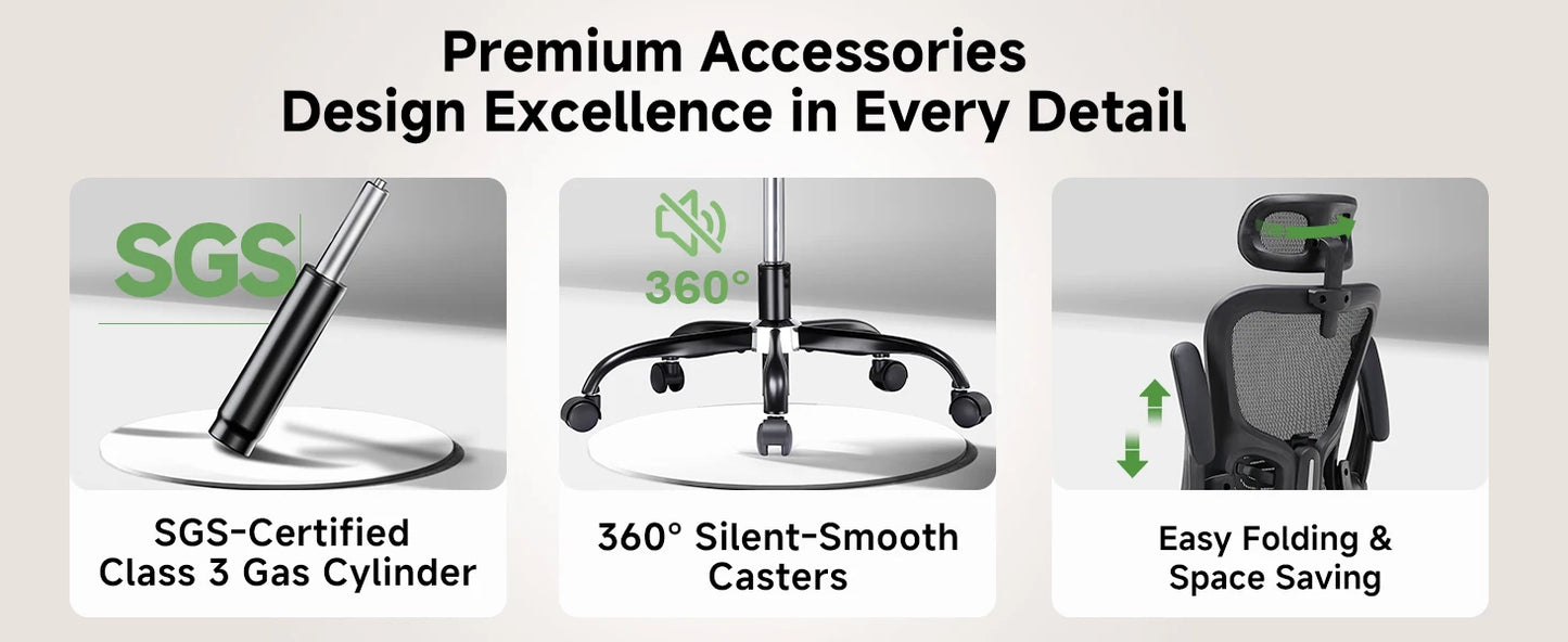 GTPLAYER Bürostuhl Ergonomisch, Schreibtischstuhl mit Verstellbarer Kopfstütze,Gaming Stuhl Wippfunktion, Chefsessel aus Mesh