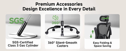 GTPLAYER Bürostuhl Ergonomisch, Schreibtischstuhl mit Verstellbarer Kopfstütze,Gaming Stuhl Wippfunktion, Chefsessel aus Mesh