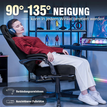 GTPLAYER Gaming Stuhl Stoff Gaming Chair Ergonomisch Bürostuh PC Stuhl, Verstellbarer und Drehbarer Schreibtischstuh