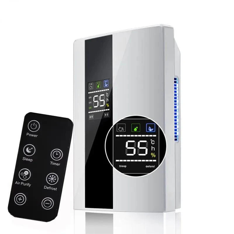 Dehumidifier and Air Purifier 2 in 1 Moisture Absorber Household Mute Bedroom Basement Remote Control Timing External Water Pipe.