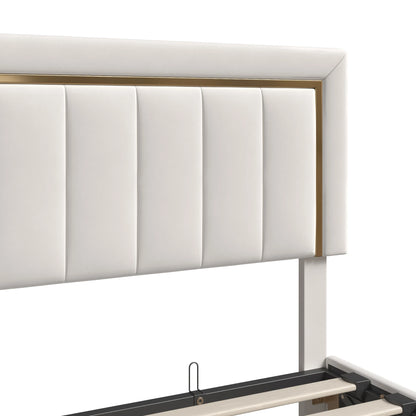 Rosahqnda Doppeltes gepolstertes hydraulisches Bett, 140-160 * 200 cm, großer Stauraum, Gästebett, Samt, schwarz, beige