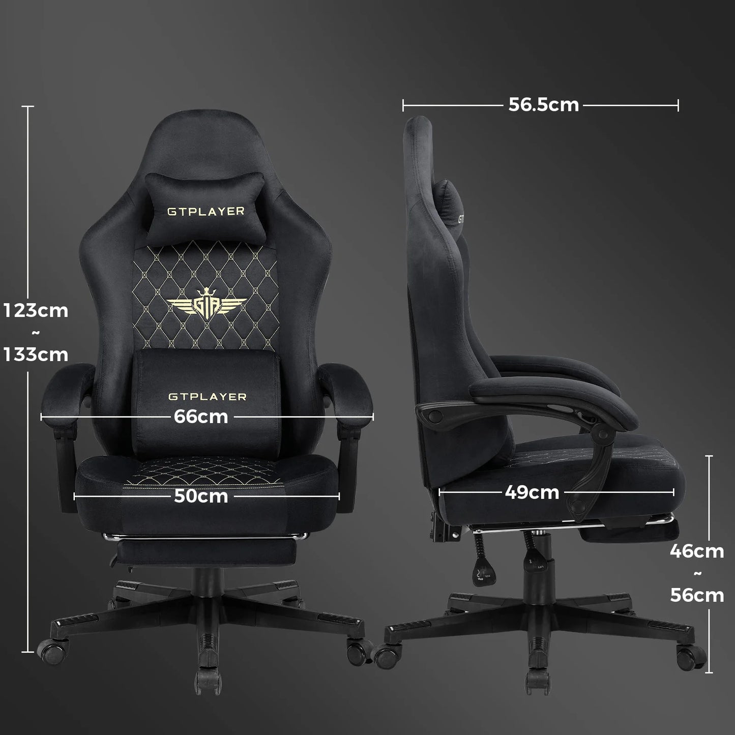 GTPLAYER Gaming Stuhl Stoff Gaming Chair Ergonomisch Bürostuh PC Stuhl, Verstellbarer und Drehbarer Schreibtischstuh