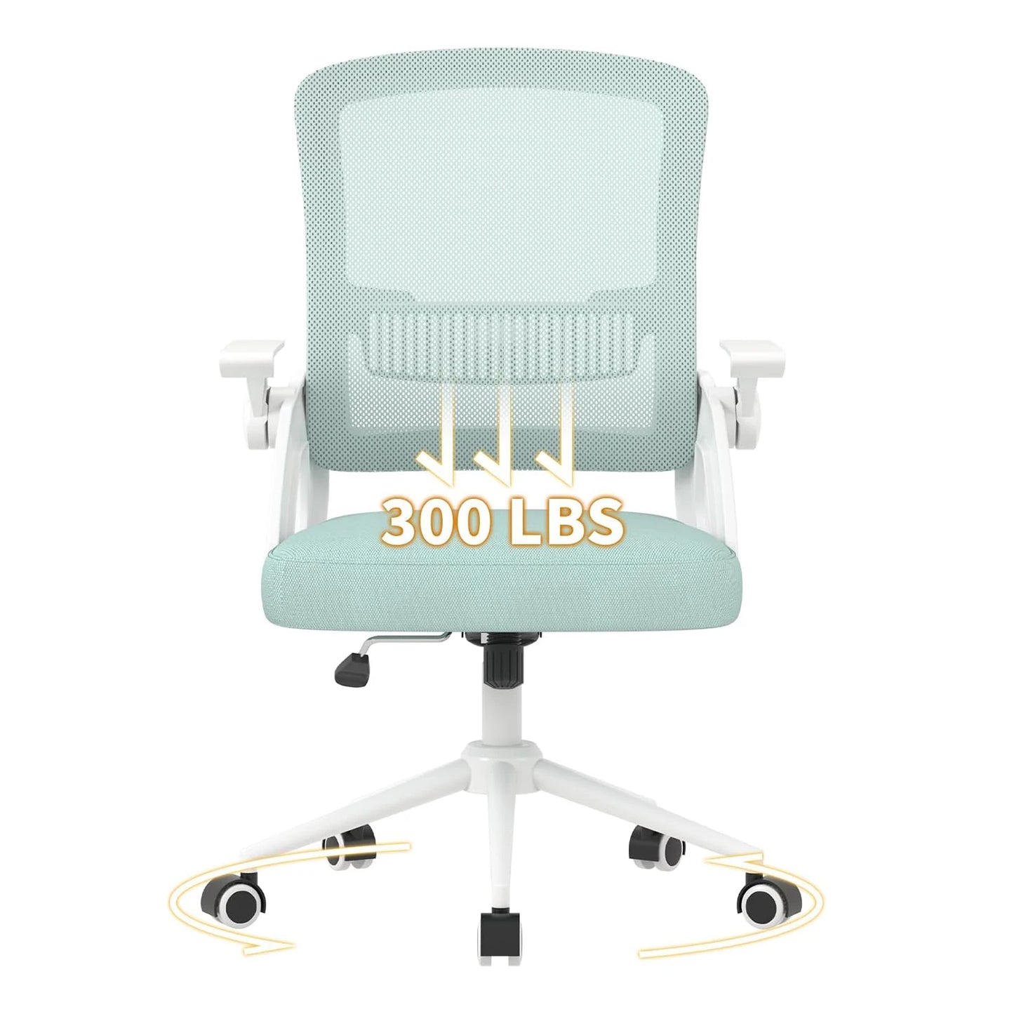 Office Chair Ergonomic Mesh Flip-Up Arms Office Chairs with Mid Back Cushion Lumbar Support Gaming Chair for Home