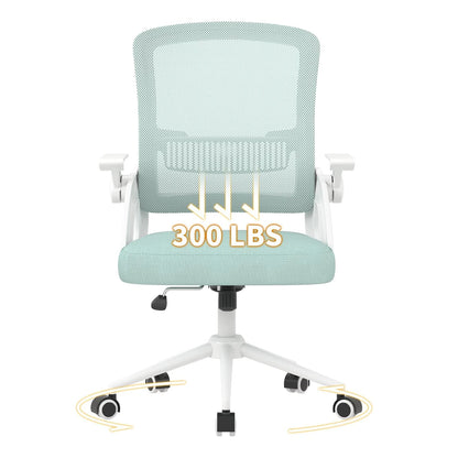 Office Chair Ergonomic Mesh Flip-Up Arms Office Chairs with Mid Back Cushion Lumbar Support Gaming Chair for Home