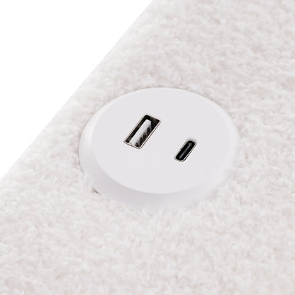 Polsterbett Doppelbett mit USB-Ladeanschluss,LED-Beleuchtung, Funktionelles bett mit Höhenverstellbarem Kopfteil(Ohne Matratze)