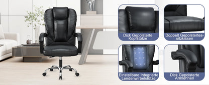 Ergonomic Office Chair PU Leather Desk Chair Spring Pad Design High Backrest Adjustable Executive Chair Swivel Chair