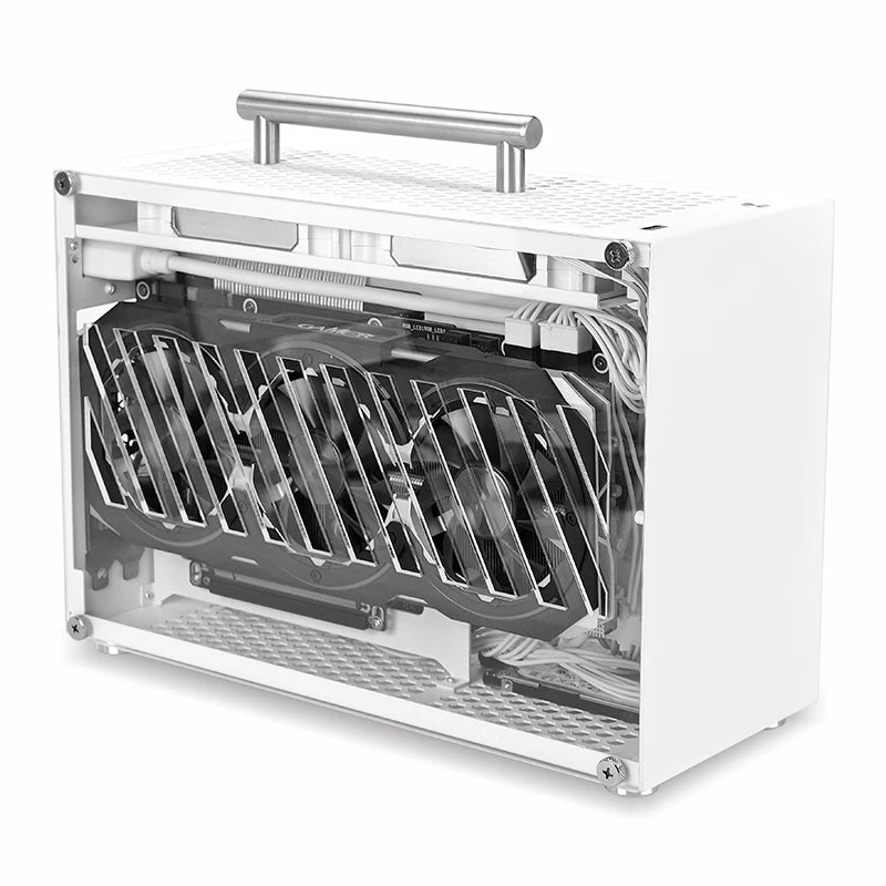 METALFISH T60 Mini ITX White Case 9L With Acrylic Or Mesh Side Panel and Portable Handle Support SFX PSU/300mm GPU/2*120mm Fan.