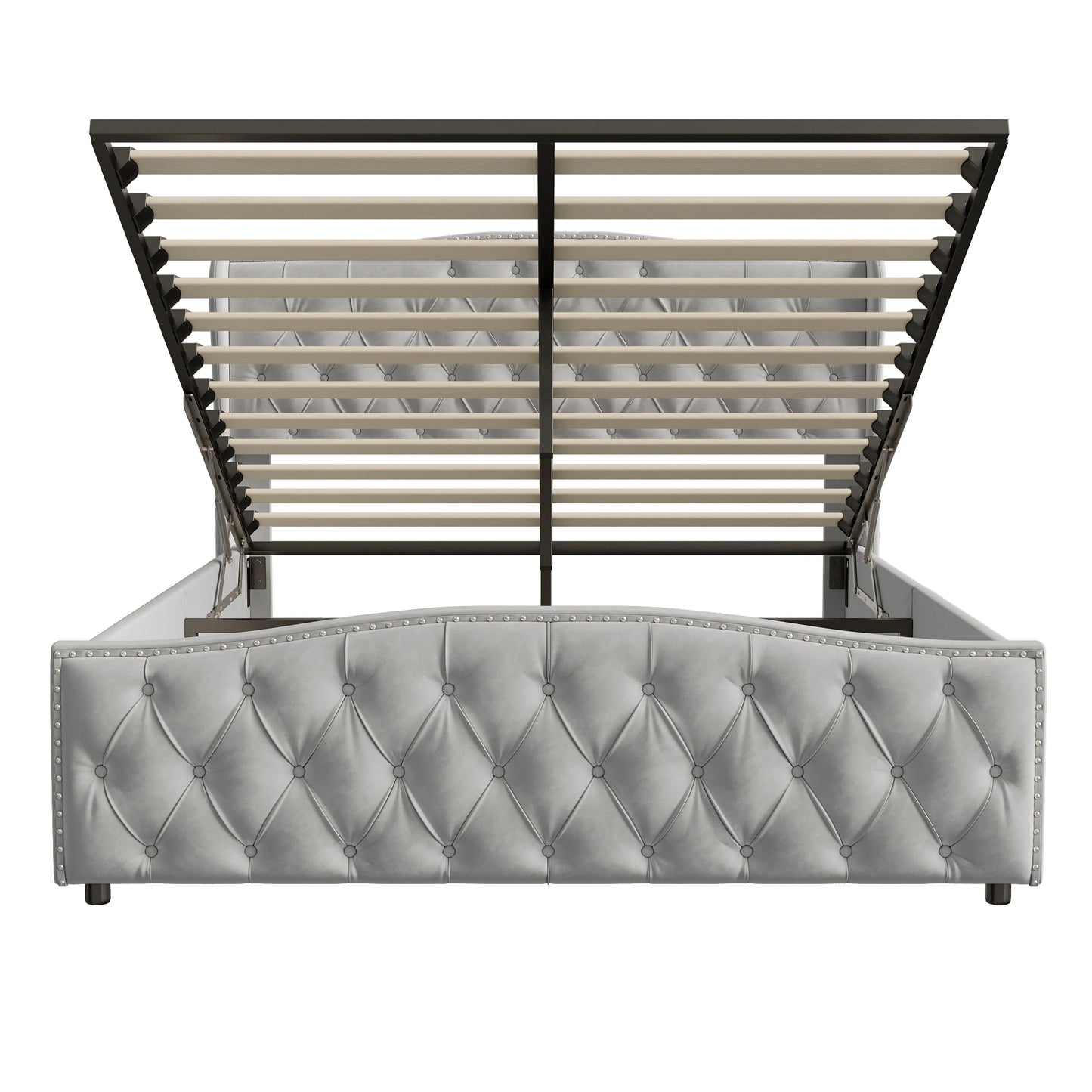 Polsterbett 140x200 cm mit Unterbettkommode, Doppelbett mit Kopfteil und Lattenrost, Samt, für Erwachsene und Jugendliche