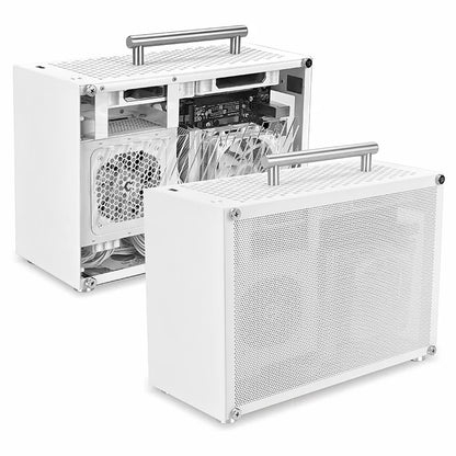 METALFISH T60 Mini ITX White Case 9L With Acrylic Or Mesh Side Panel and Portable Handle Support SFX PSU/300mm GPU/2*120mm Fan.