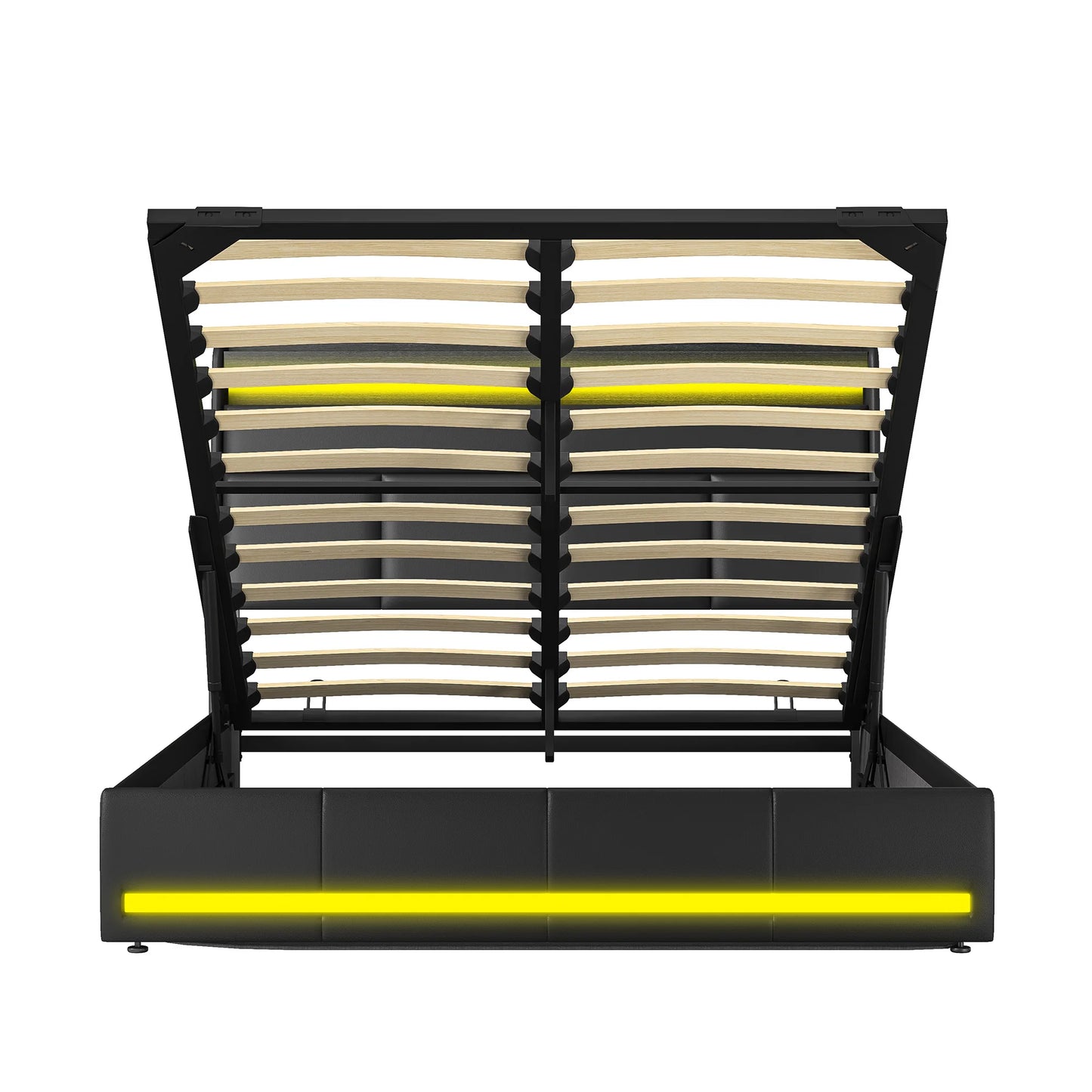 Rosahqnda gepolstertes Doppelbettsystem 140 x 200 cm, modernes Polsterbett, Kopfteil mit LED und USB-Ladestation, PU-Leder