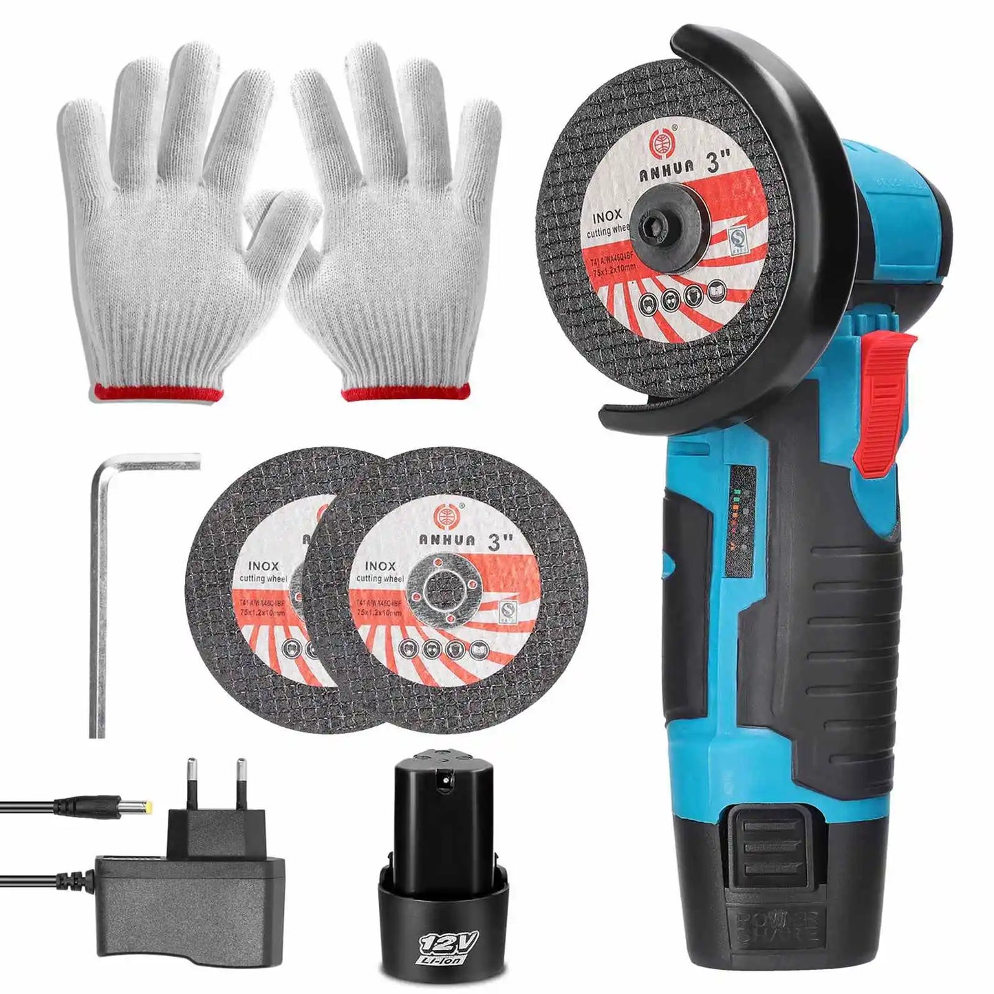 12 V Mini-Winkelschleifer Mini-Haushalt wiederaufladbar 19500 U/min Schneidemaschine Poliermaschine Elektroschleifer Poliermaschine