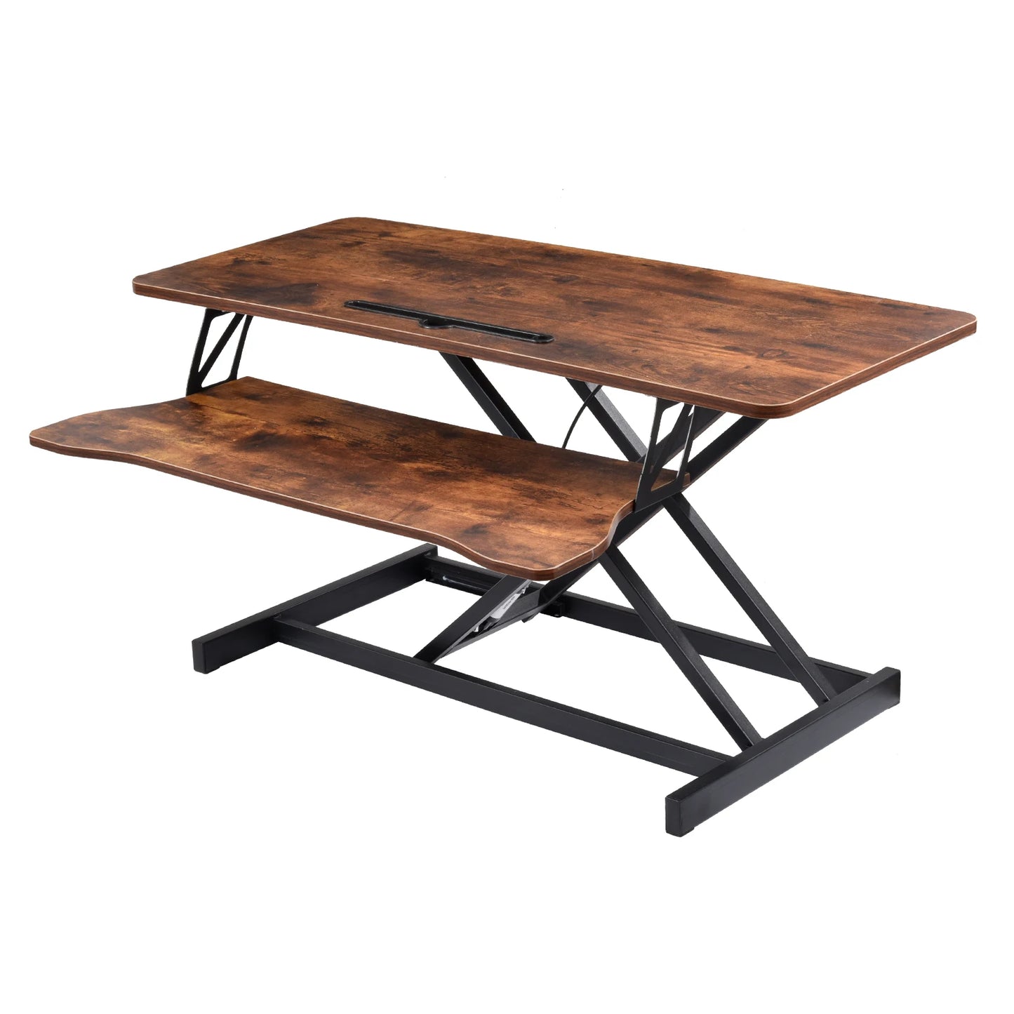 Verstellbarer Stehpult-Konverter, höhenverstellbarer Schreibtisch-Riser, Tigerbraun