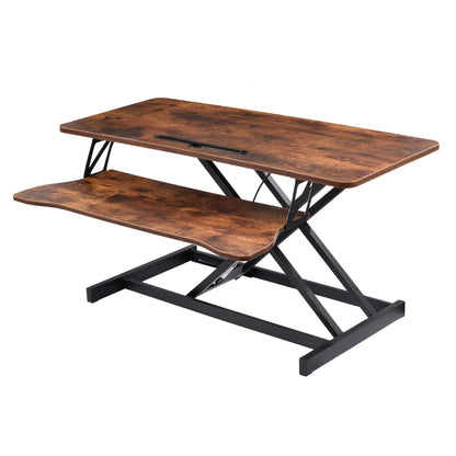 Verstellbarer Stehpult-Konverter, höhenverstellbarer Schreibtisch-Riser, Tigerbraun