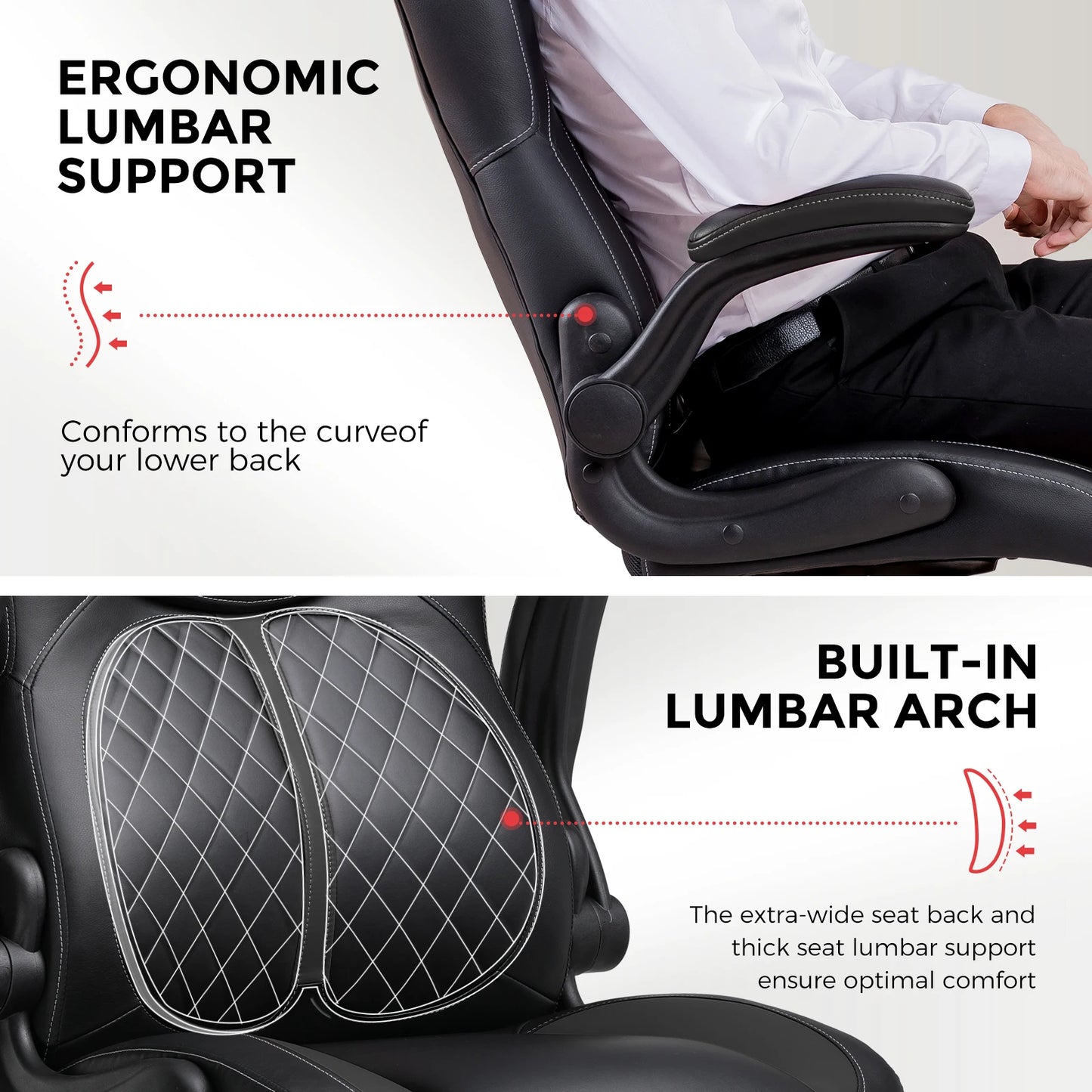 GTPLAYER Gaming Stuhl mit hochklappbarer Armlehne, Gamer Stuhl mit Schaukelfunktion, Ergonomischer Computer Gaming Stuhl