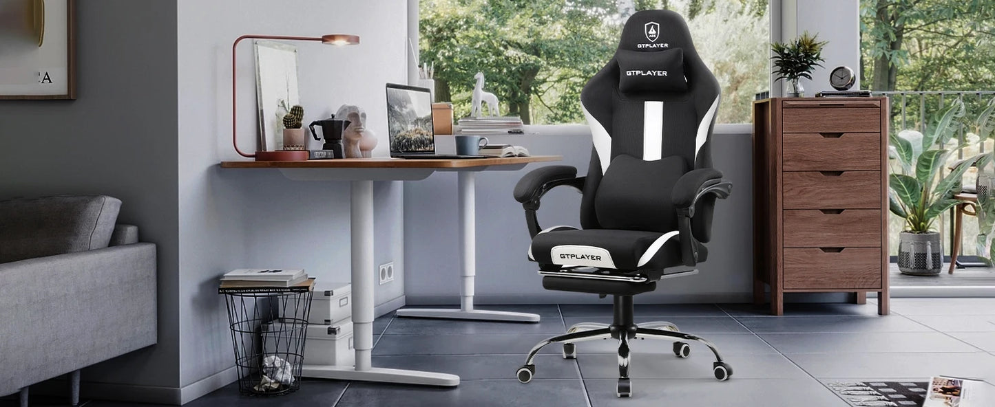 GTPLAYER Gaming Stuhl, Gamer Stuhl, Atmungsaktiver Bürostuhl aus Hochwertigem Stoff, Ergonomischer PC-Stuhl, Verstellbarer