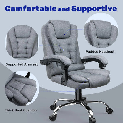 Ergonomic Office Chair Desk Chair with High Backrest PU Leather Swivel Chair Deck Chair Gaming Chair for Office Home