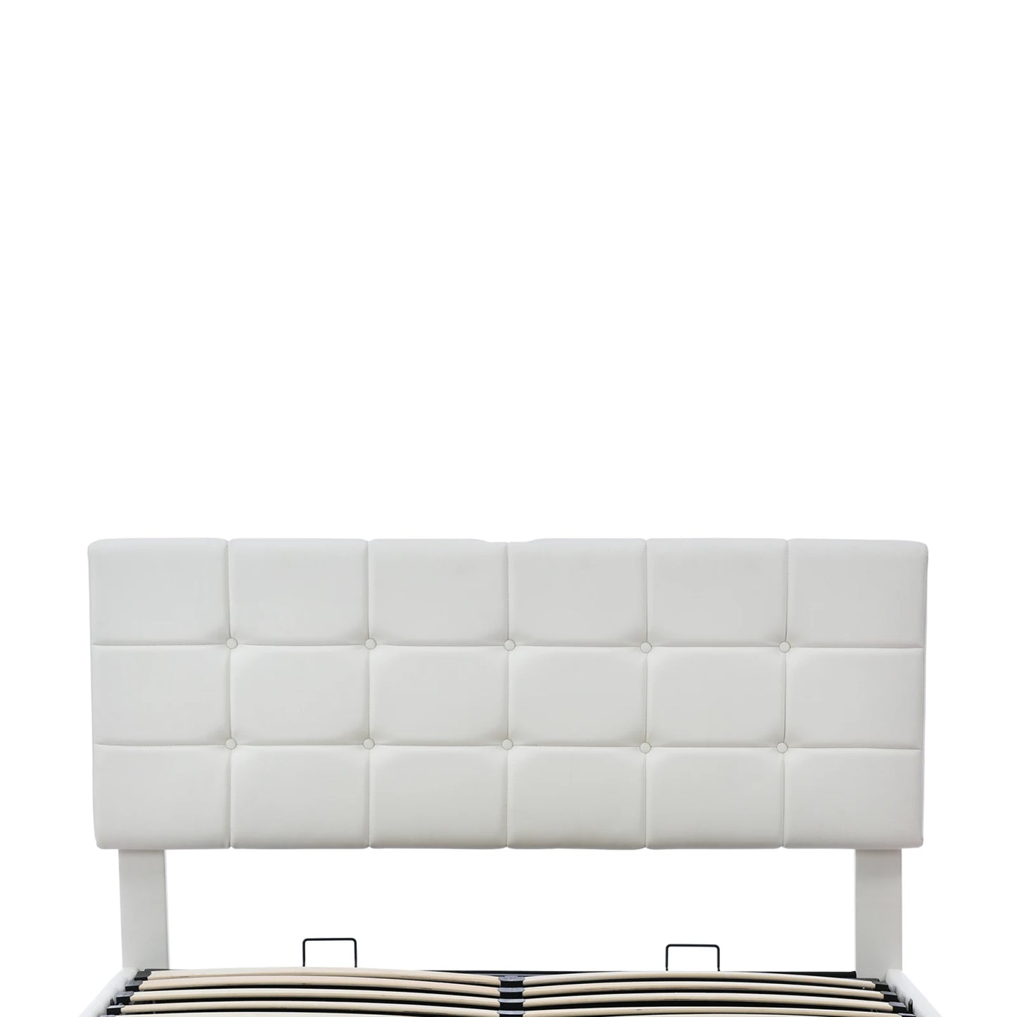 Rosahqnda Gepolstertes hydraulisches Bett 140 * 200 cm mit LED-verstellbarem Kopfteil, moderner Doppelbettrahmen mit Stauraum,PU