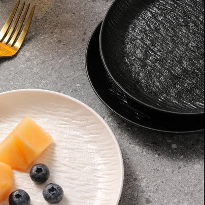 INS Stone Grain Bone Plate Relief Premium Steak Dining for Simple western Food Plate Salad Plate Special Look Household Items.