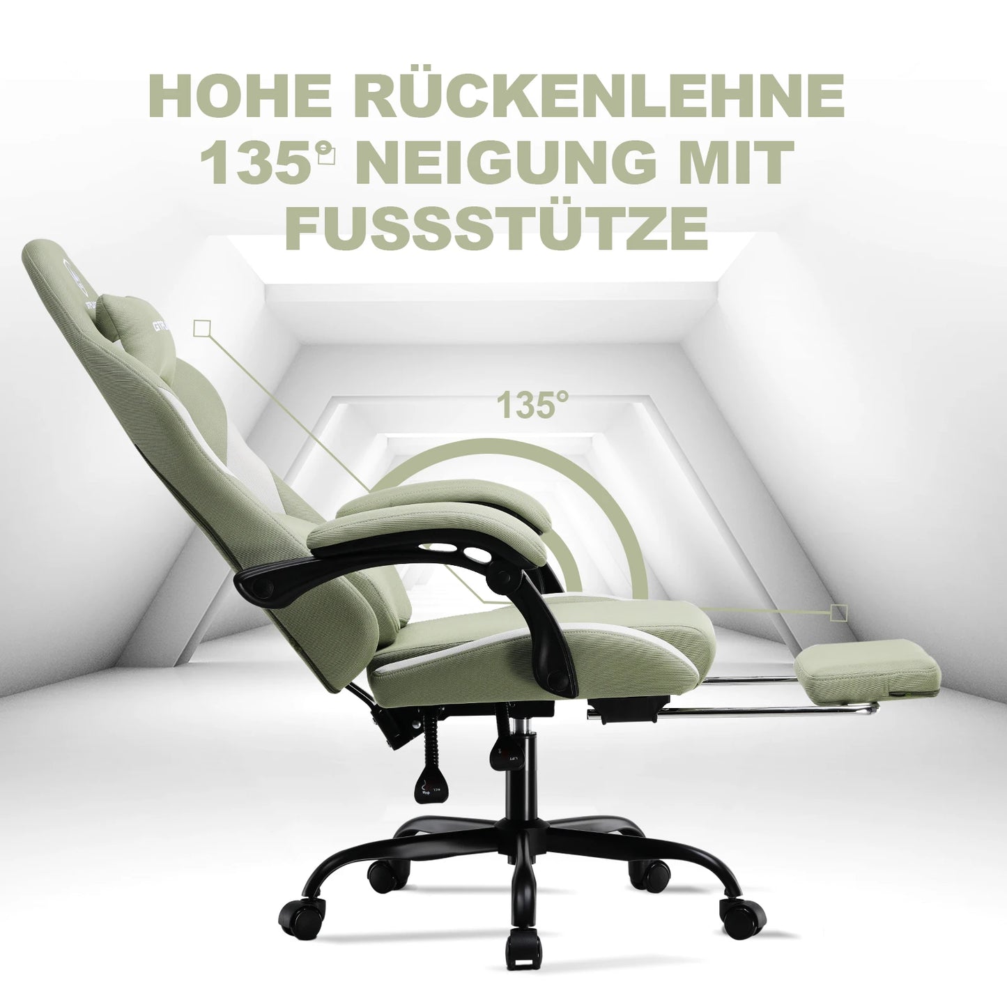 GTPLAYER Gaming Stuhl, Gamer Stuhl, Atmungsaktiver Bürostuhl aus Hochwertigem Stoff, Ergonomischer PC-Stuhl, Verstellbarer