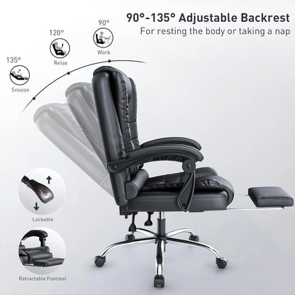 Executive Office Chair with Footrest High Back Desk Chair Ergonomic Recliner Computer Chair Gaming Chairs for Home
