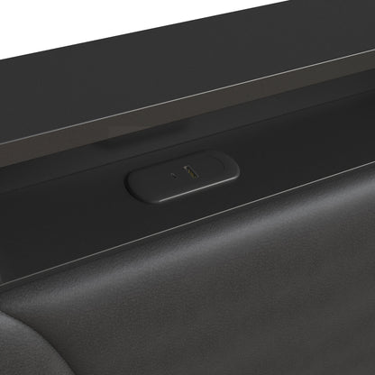 Rosahqnda Soft Bed,Air Pressure Storage Bed, with LED and USB Charging Ports,Adjustable Headboard,Bedroom,Adults,Youth,Black PU