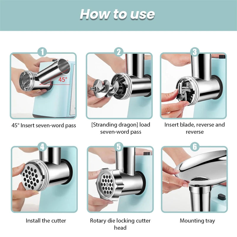 1000W Electric Meat Grinder Heavy hard Meat Mincer Sausage Stuffer Machine 220V Stainless Steel Food grain Stand mix.