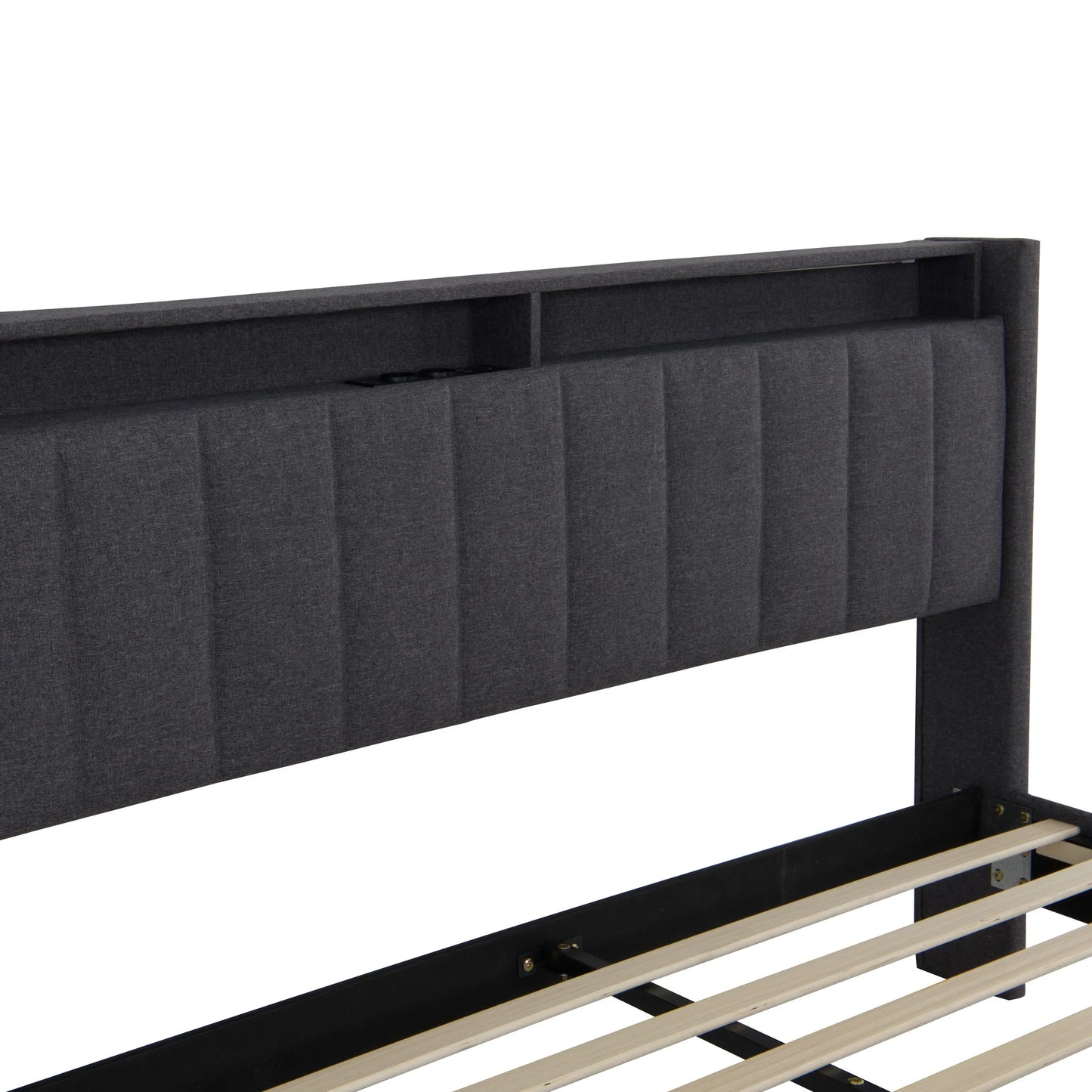 WoodenAura Polsterbett 160 x 200 cm, Bettgestell, Doppelbett mit höhenverstellbarem Kopfteil, Stoffbettgestell mit Lattenrost