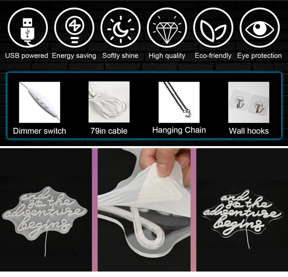 Custom Name Neon Sign Personalized Dimmable Neon Light Sign Christmas Birthday Gifts Boy Girl Bedroom Decor Wall Hanging Neon.