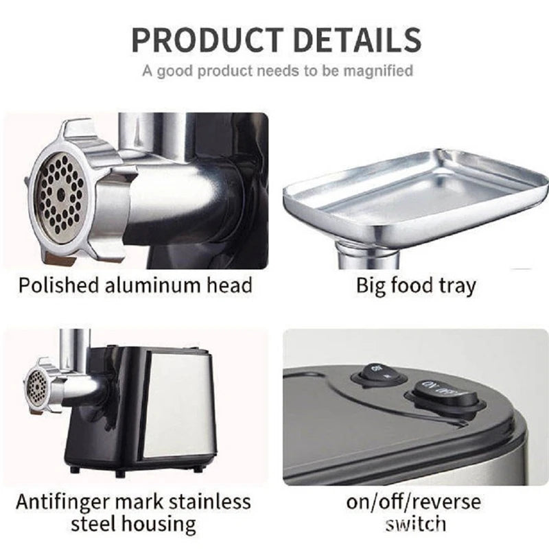 1000W Electric Meat Grinder Heavy hard Meat Mincer Sausage Stuffer Machine 220V Stainless Steel Food grain Stand mix.