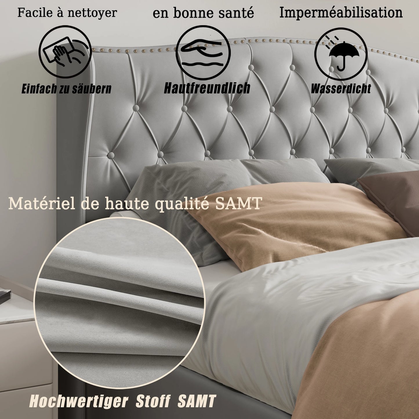 Rosahqnda hydraulisches Bett im modernen Stil, Stilvolles Doppelbett für Jugendliche, Kinder und Erwachsene, ohne Matratze