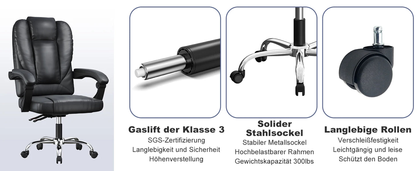 Ergonomic Office Chair PU Leather Desk Chair Spring Pad Design High Backrest Adjustable Executive Chair Swivel Chair