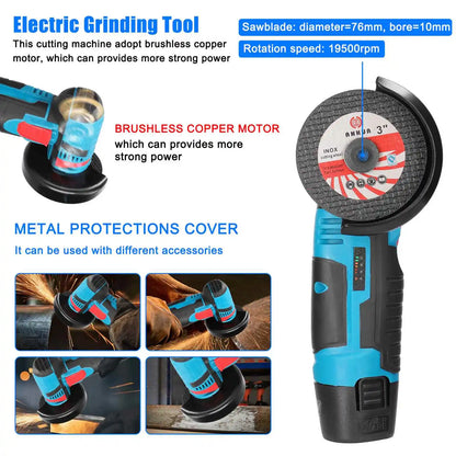 12 V Mini-Winkelschleifer Mini-Haushalt wiederaufladbar 19500 U/min Schneidemaschine Poliermaschine Elektroschleifer Poliermaschine