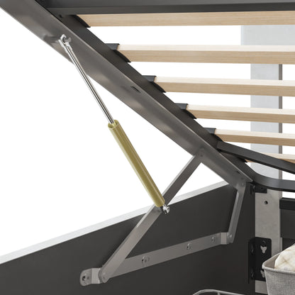 Rosahqnda Doppelbettgestell 140-160-180*200cm Polsterbett mit LED & USB & viel Stauraum, Jugendgästebett, PU, Beige/Schwarz