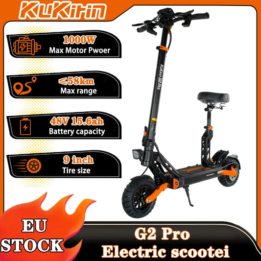 New urban/off-road electric scooter Kukirin G2 PRO 1000W 48 v15.6ah 45HP/H foldable electric scooter with seat.