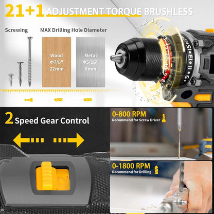 135-teilige Elektrowerkzeug-Kombi-Sets mit 20 V Akku-Bohrschrauber, 10 mm, 3/8 Zoll Schnellspannbohrfutter, professionelle Heim- und Haushalts-DIY-Handwerkzeug-Sets ﻿