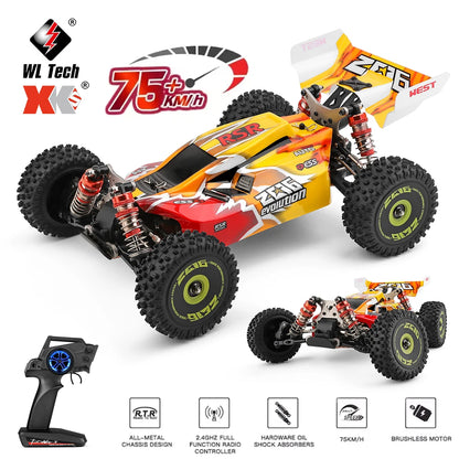 WLtoys 144010 144001 75KM/H 2.4G RC Car Brushless 4WD Electric High Speed Off-Road Remote Control Drift Toys for Children Racing.