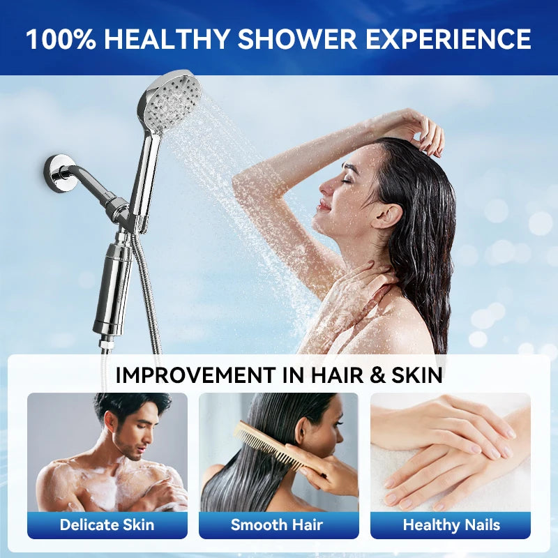 Wheelton SPA Bathing Remove Chlorine Water Filter Purifier Shower Filtration Soft Water Attach Extra 3 Cartridges.