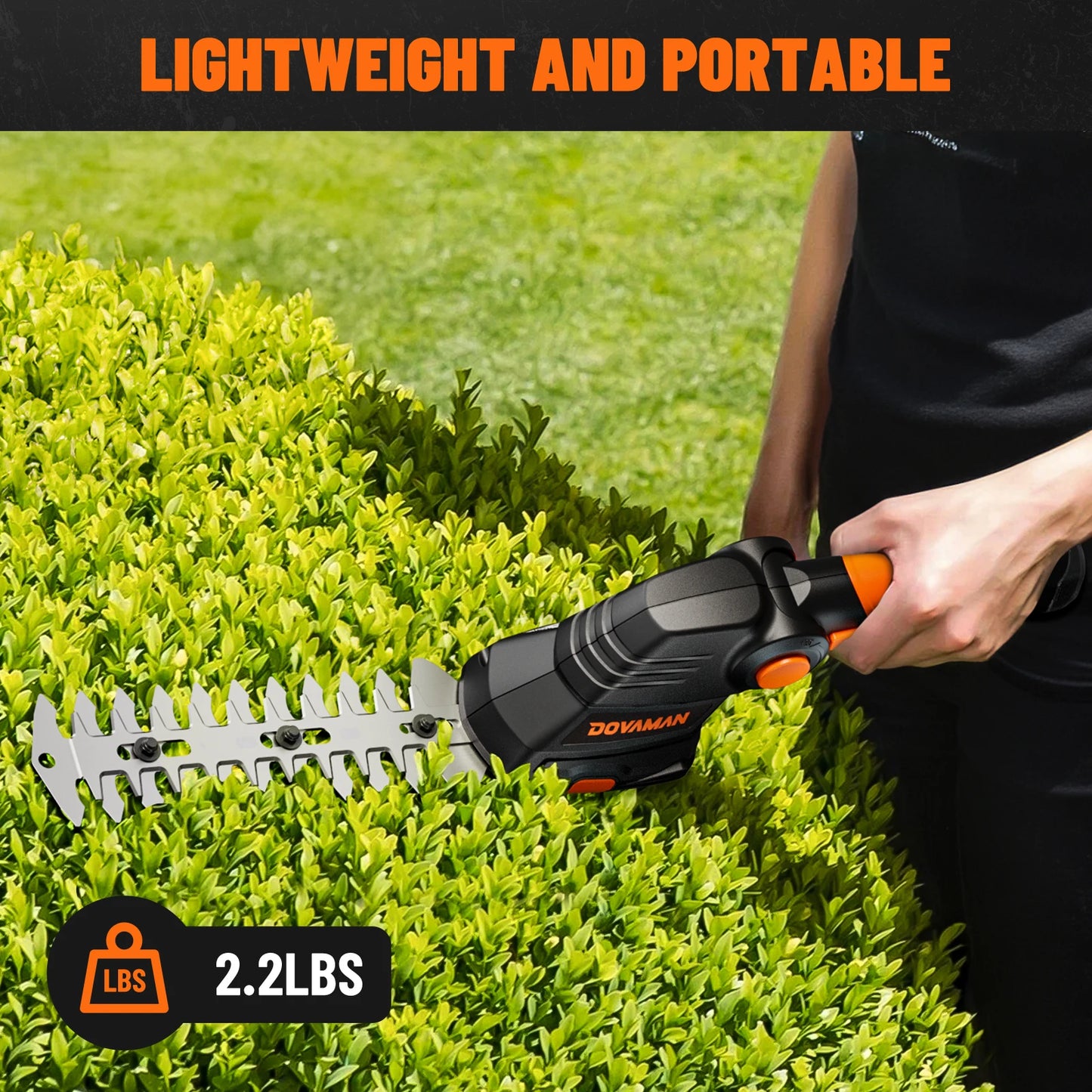 DOVAMAN 7,2 V Akku-Rasenschere, Griff mit drei Positionen, 80-Minuten-Schnellladung, 1500 mAh Akku, kompakte elektrische Schere