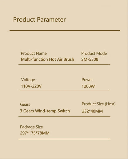 1200W Hair Dryer Hot Air Brush Styler Replaceable Head Straightener Curler Comb Roller One Step Electric Ion Blow Dryer Brush.