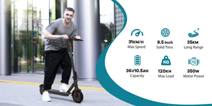 New 2025 AOVOPRO 31KM/H Adults Electric Scooter 36V 350W 25/35KM Long Range 8.5 Inch Dual Brake Folding Electric Kick Scooter