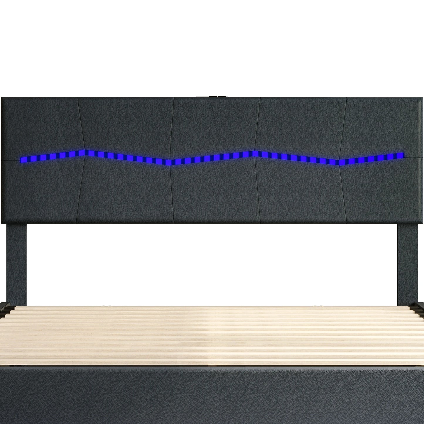 Rosahqnda Doppelbettgestell 140-160-180*200cm Polsterbett mit LED & USB & viel Stauraum, Jugendgästebett, PU, Beige/Schwarz